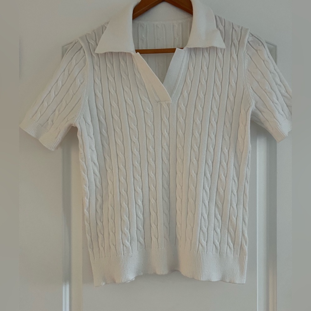 Women's White Cable Knit Sweater